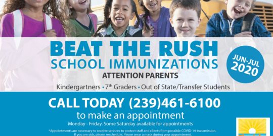 Department of Health offers immunization clinics for back to school